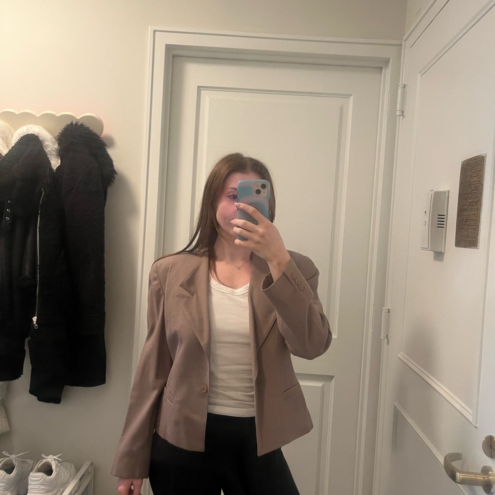 JH Collectibles Taupe Blazer Jacket with Shoulder Pads